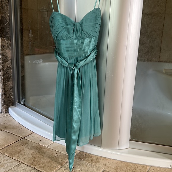 Silk chiffon short strapless dress - Picture 2 of 3